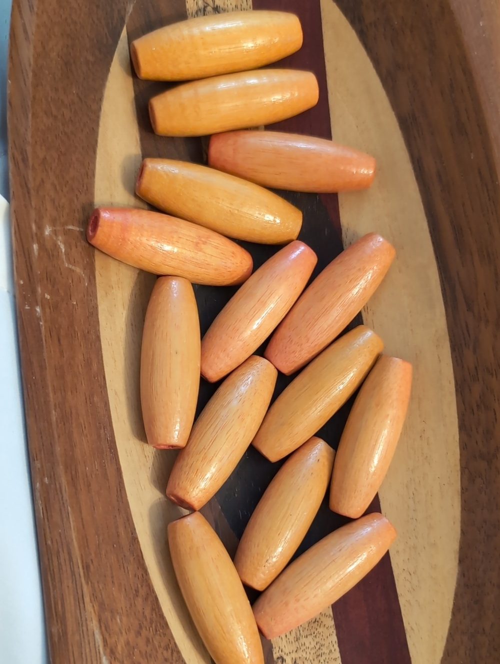 Hand-drilled Vintage 70s Smooth Cigar Barrel Wood Beads